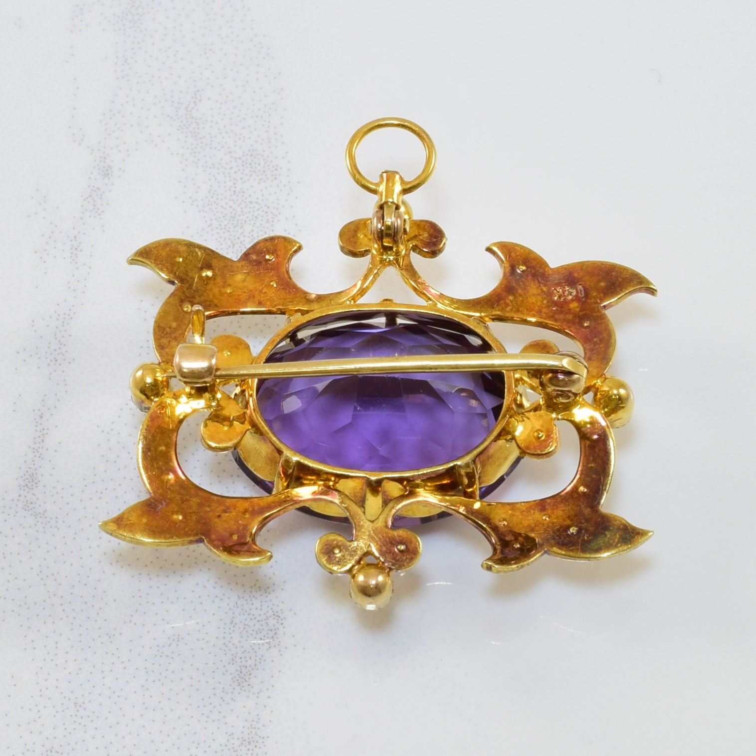 Edwardian Amethyst & Seed Pearl Pendant/Brooch | 12.50ct, 1.00ctw |