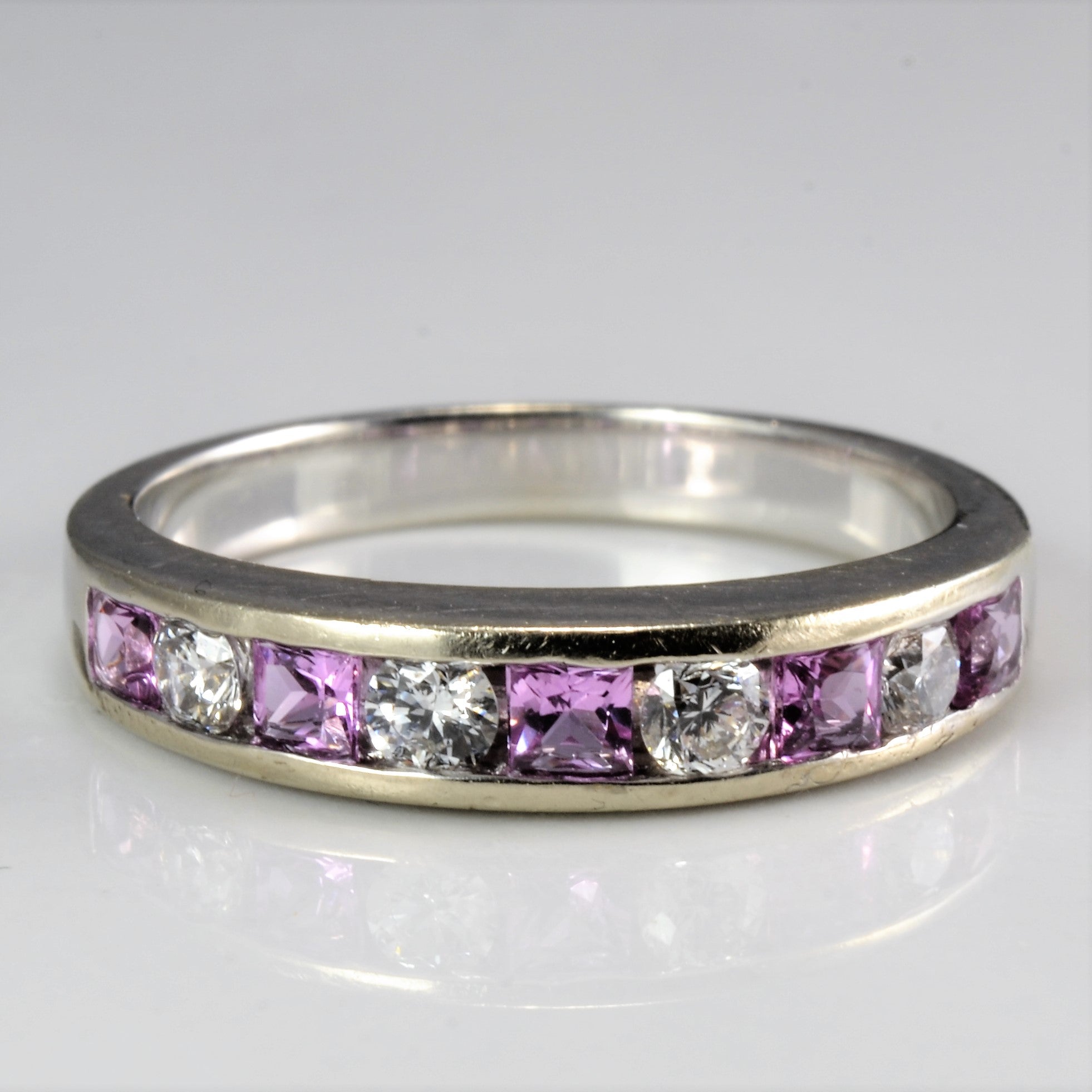 Channel Set Diamond & Pink Sapphire Ring | 0.25 ctw, SZ 7 |