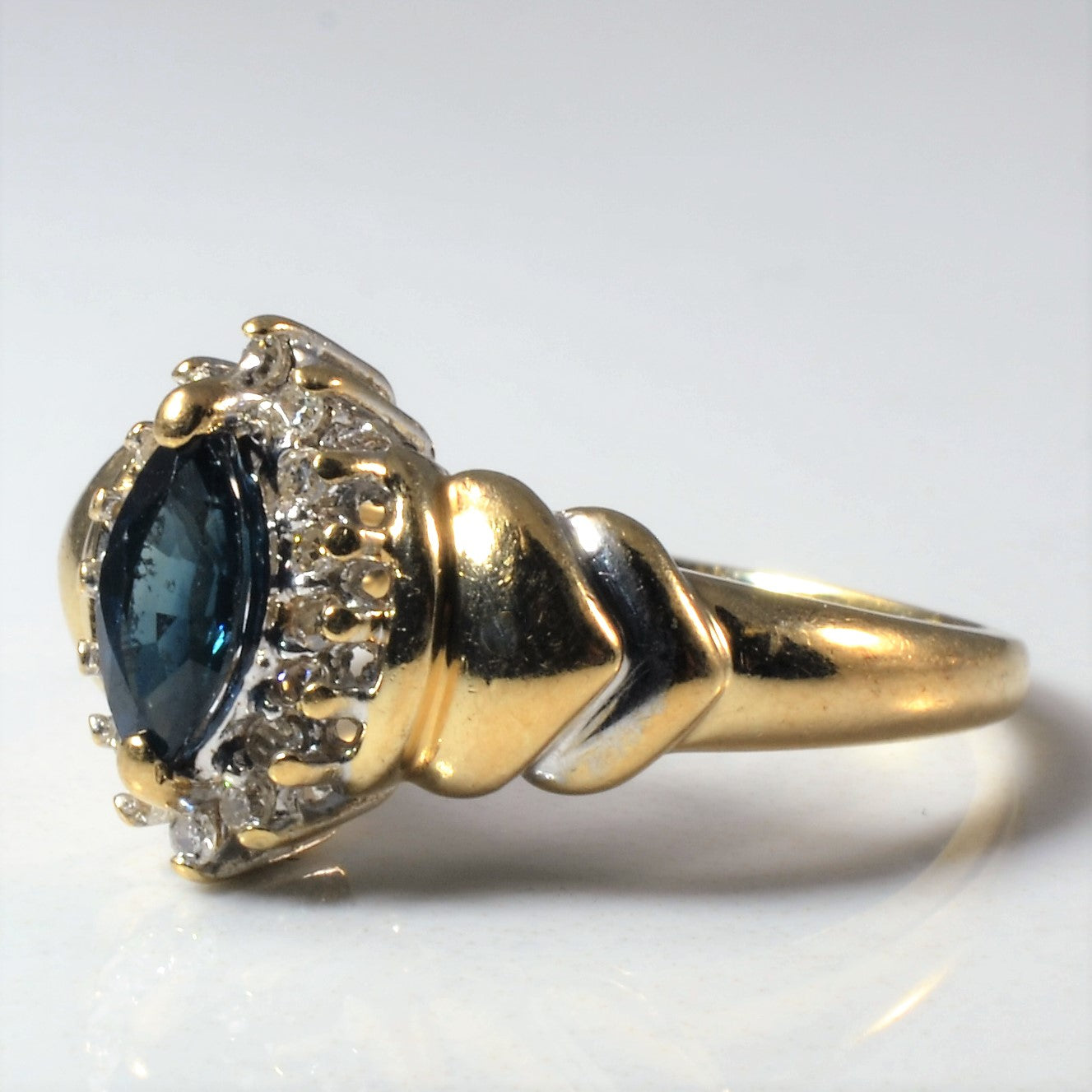 Marquise Sapphire & Diamond Ring | 0.40ct, 0.10ctw | SZ 7.75 |