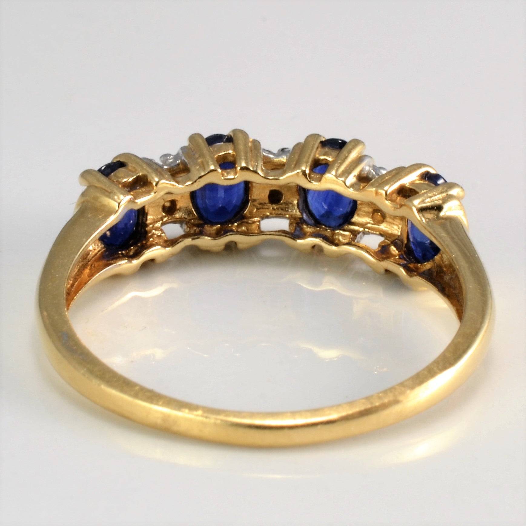 Four Stone Sapphire & Diamond Ring | 0.06 ctw, SZ 7.75 |