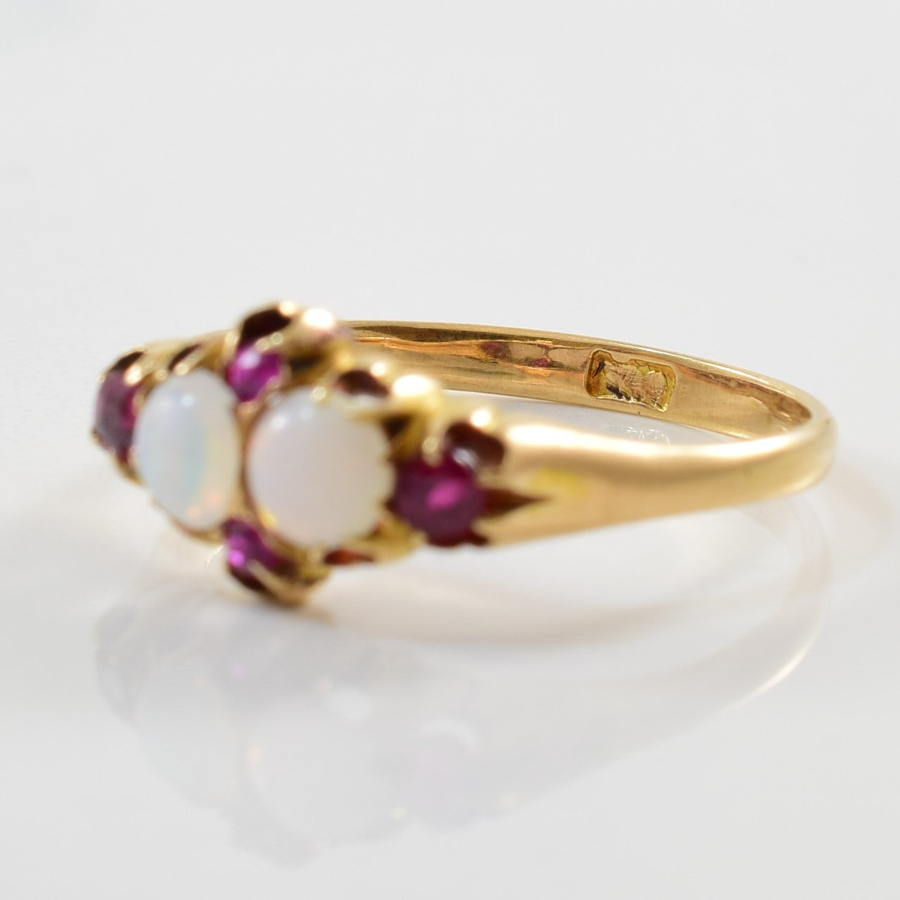 Victorian Opal & Ruby Ring | 0.36ctw, 0.18ct | SZ 6.75 |