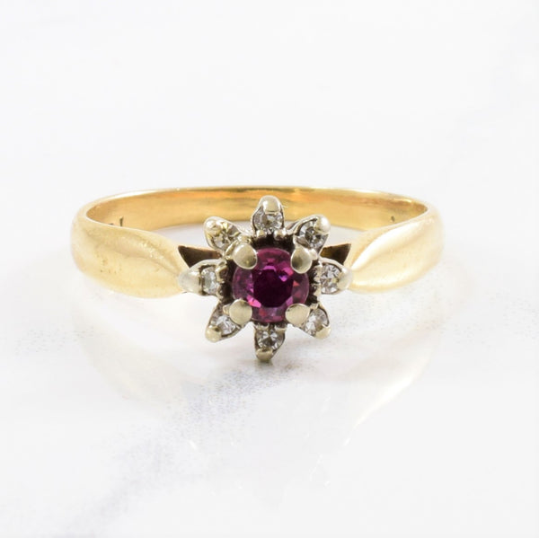 Ruby & Diamond Halo Ring | 0.08ctw, 0.20ct | SZ 7.5 |