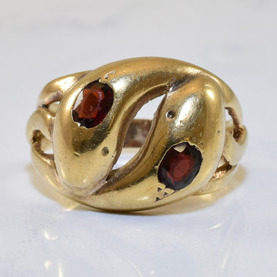 Victorian Garnet Serpent Wedding Ring | 0.76ctw | SZ 6.5 |
