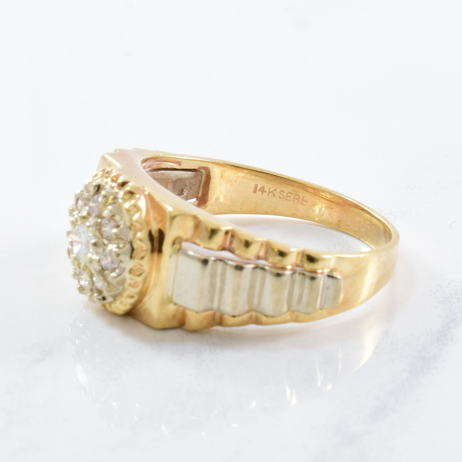 Gold Step Band Diamond Ring | 0.32ctw | SZ 10 |