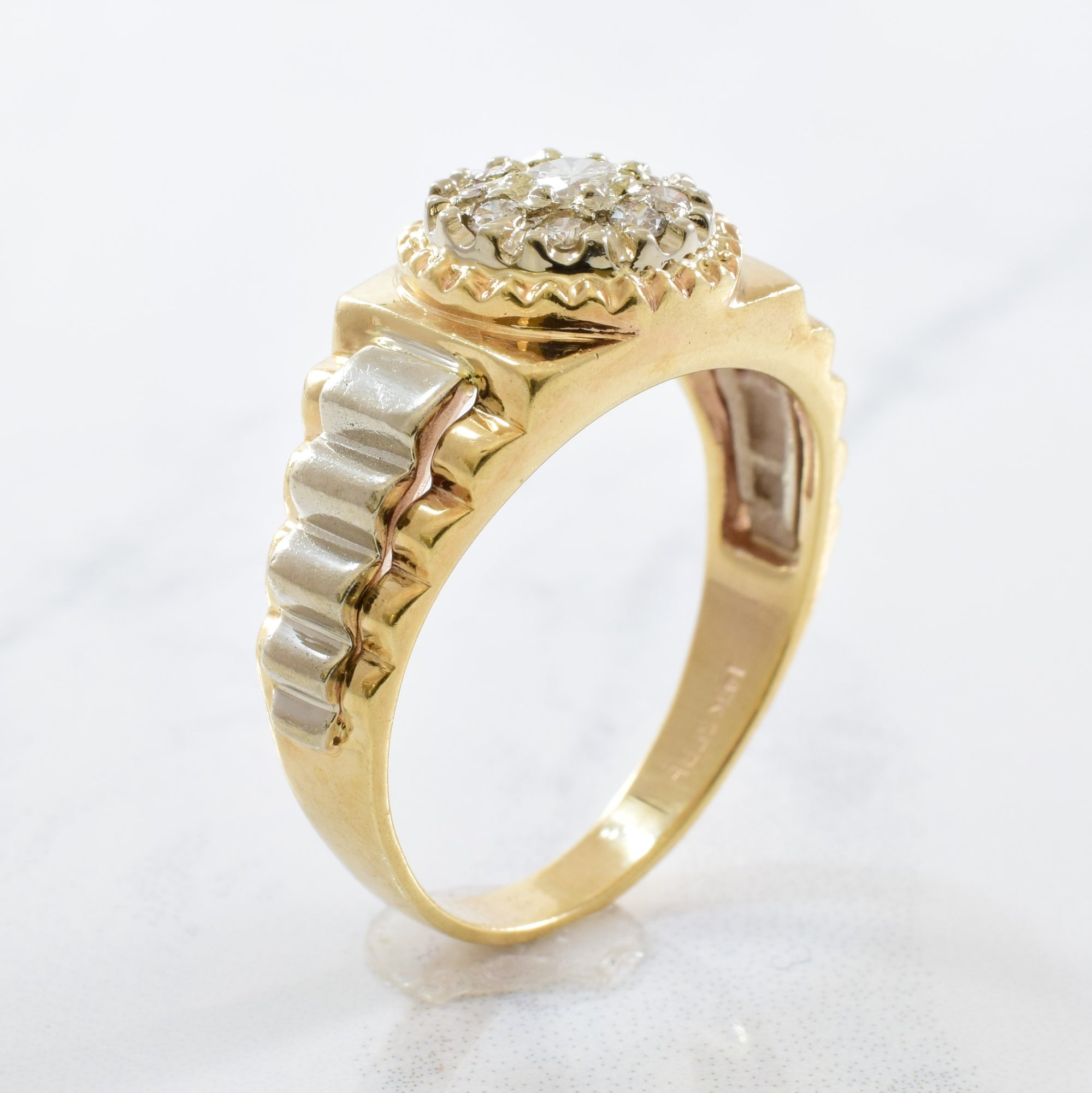 Gold Step Band Diamond Ring | 0.32ctw | SZ 10 |