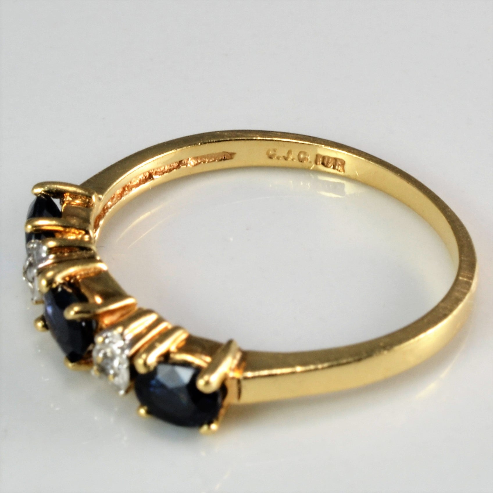 Prong Set Sapphire & Diamond Ring | 0.02 ctw, SZ 6.75 |