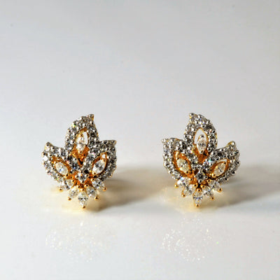Floral Diamond Cluster Studs | 0.90ctw |