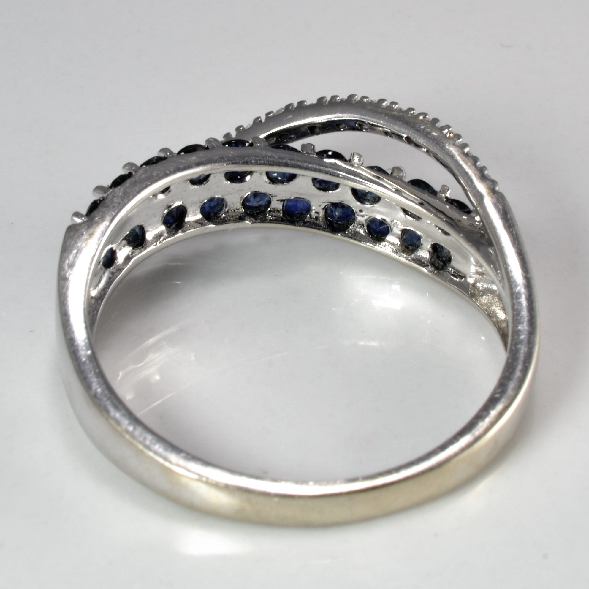 Pave Set Sapphire & Diamond Bypass Ring | 0.08 ctw, SZ 7.5 |