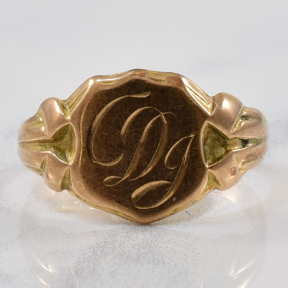 Engraved 'CDG' Edwardian Era Signet Ring | SZ 3.5 |