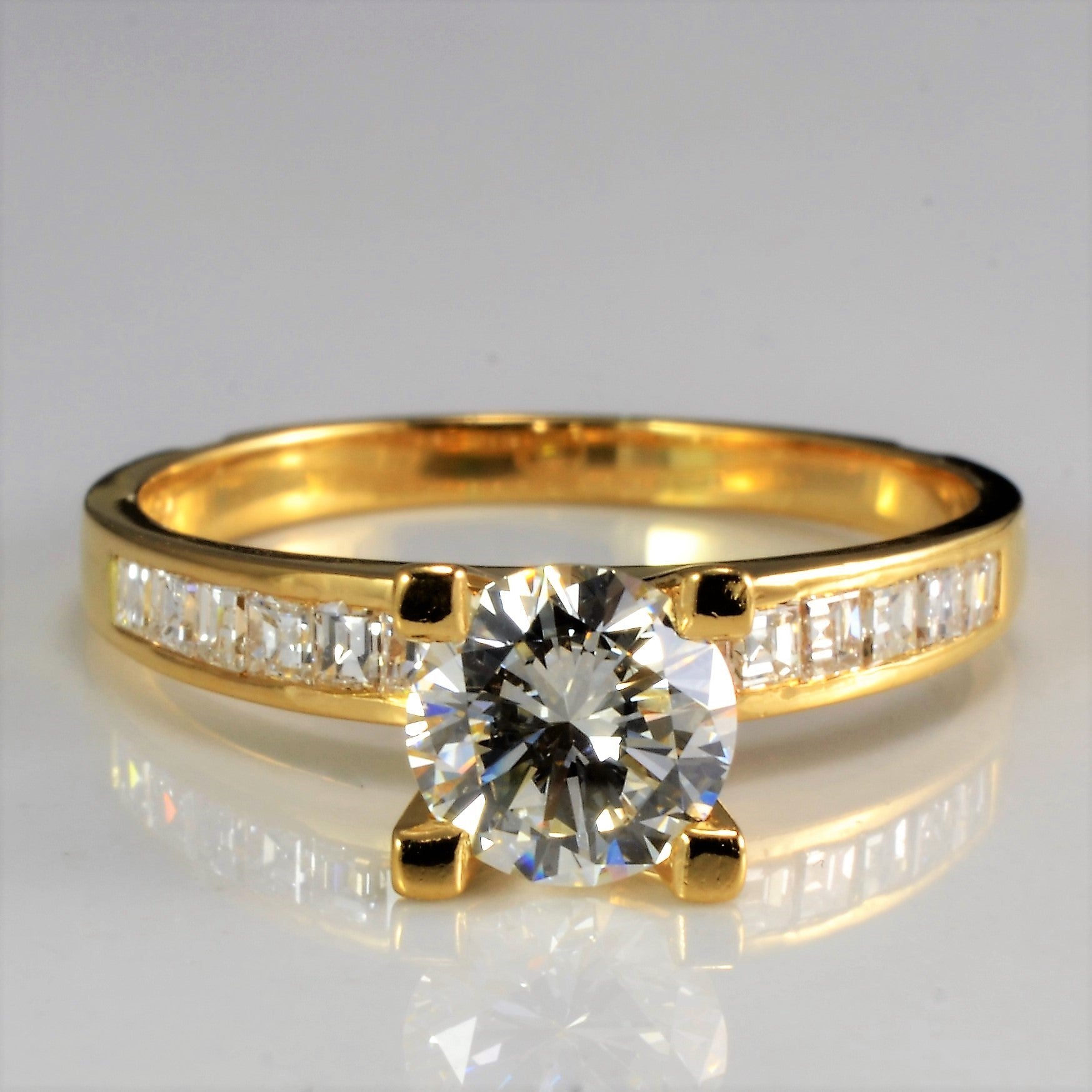 Step Cut Side Stone Engagement Ring | 1.30ctw | SZ 6.25 |