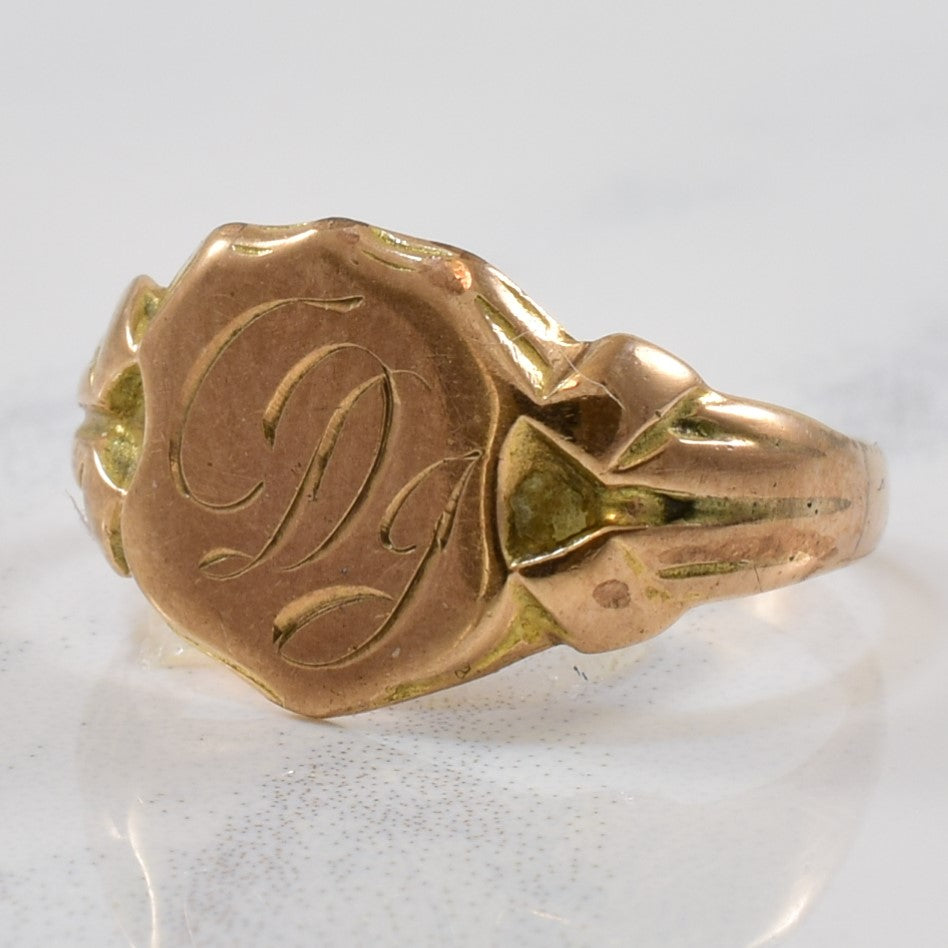 Engraved 'CDG' Edwardian Era Signet Ring | SZ 3.5 |