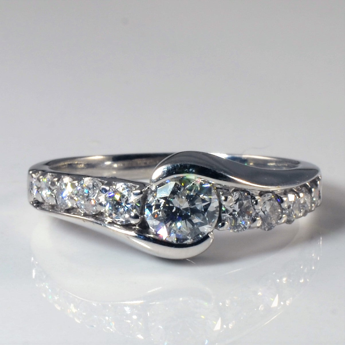 Pave Bypass Diamond Engagement Ring | 0.91ctw | SZ 7.5 |
