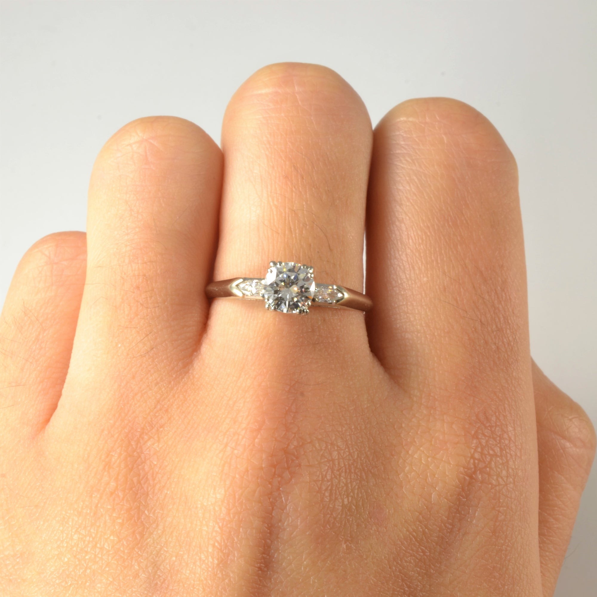 Elegant 1940s Three Stone Engagement Ring | 0.77ctw | SZ 7.5 |