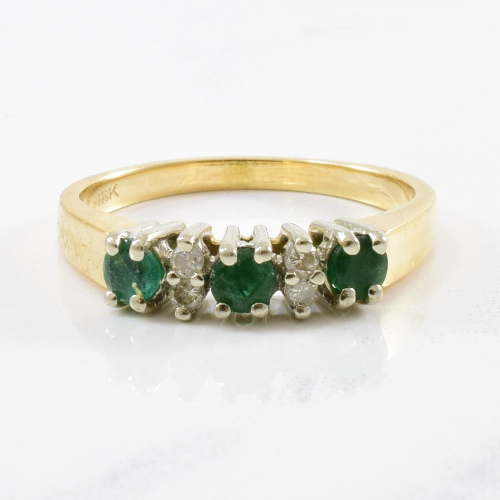 Alternating Emerald & Diamond Ring | 0.06ctw, 0.25ctw | SZ 5.75 |