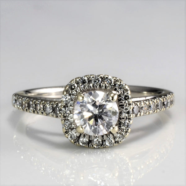 Halo Diamond Engagement Ring | 0.78 ctw | I1, F | SZ 6.25 |