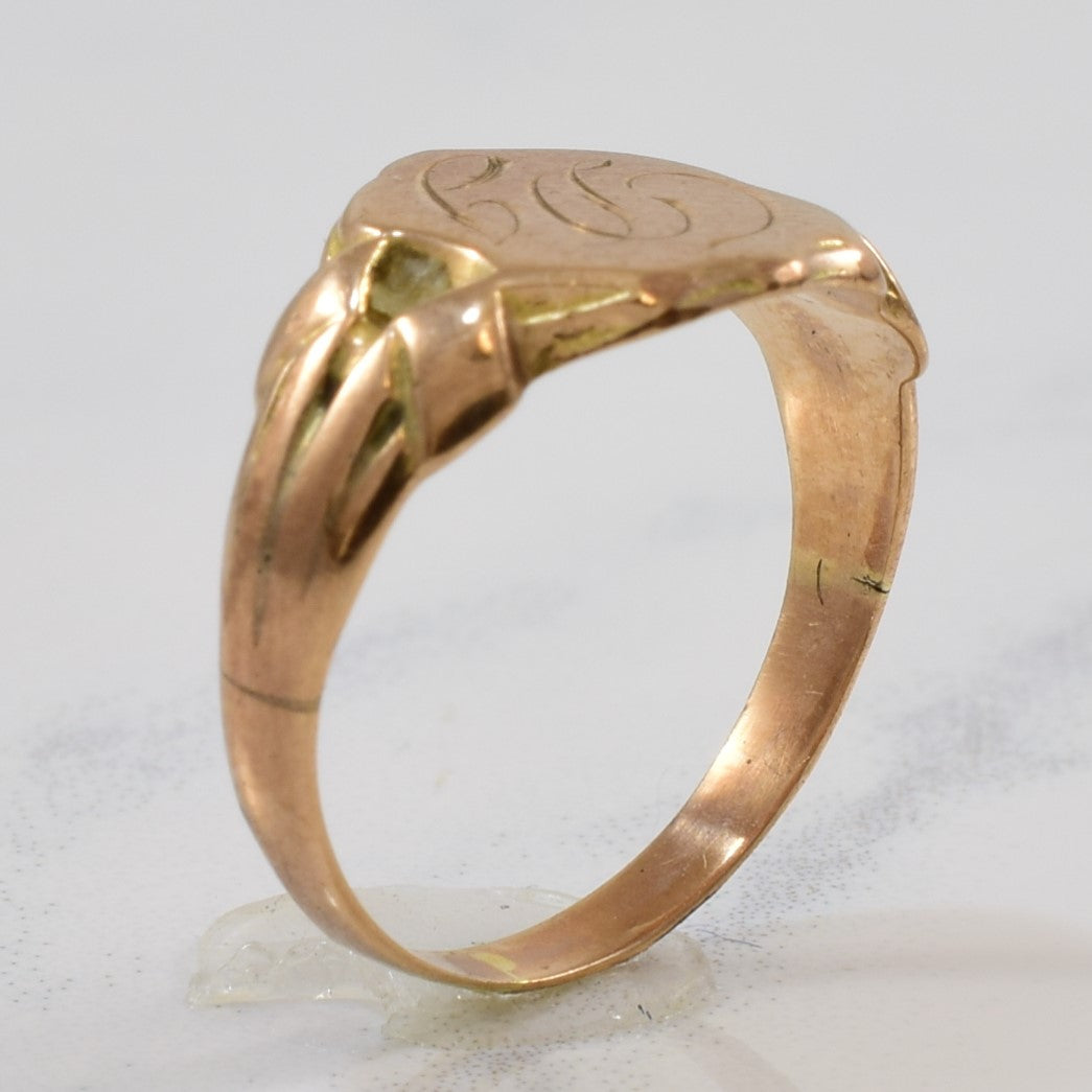 Engraved 'CDG' Edwardian Era Signet Ring | SZ 3.5 |