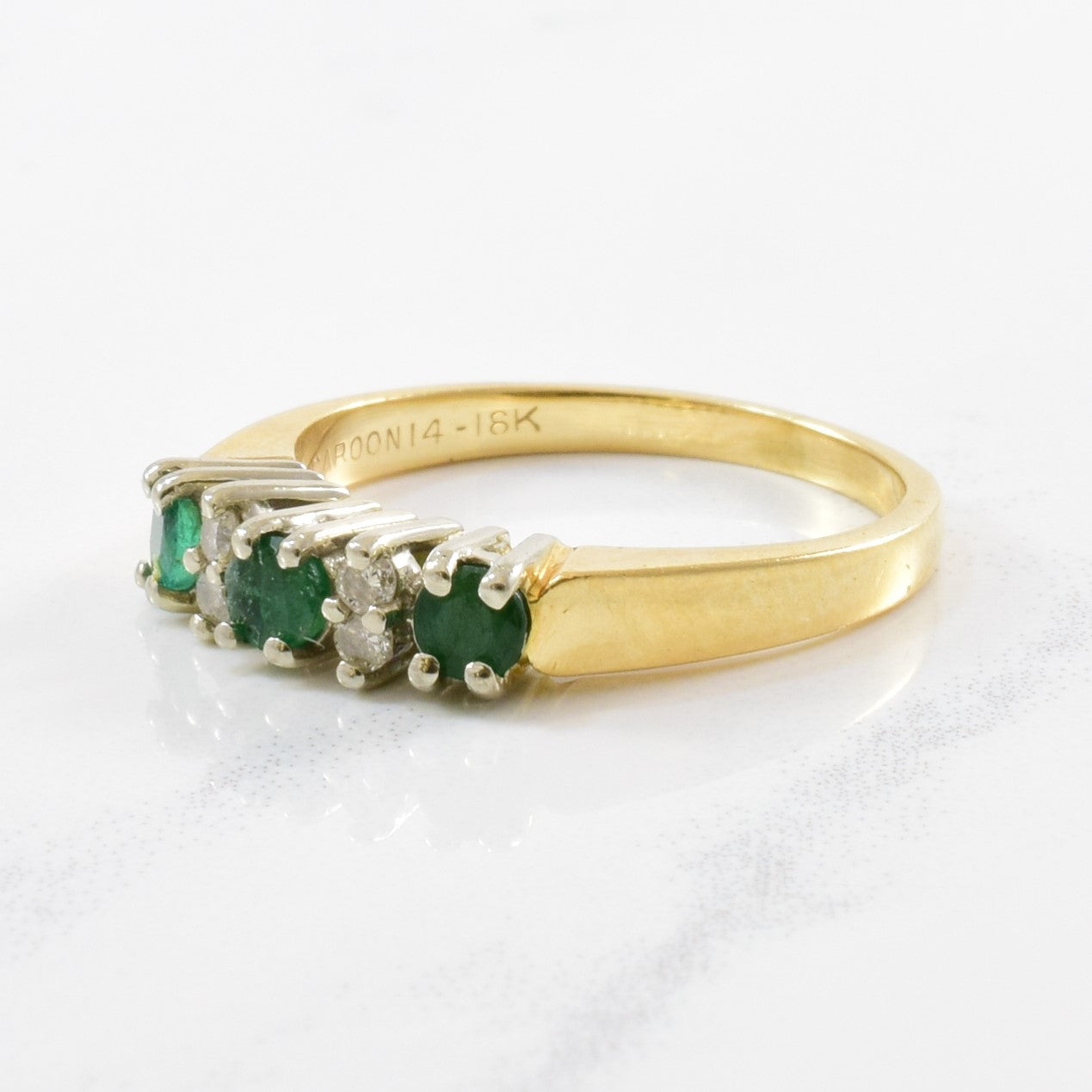 Alternating Emerald & Diamond Ring | 0.06ctw, 0.25ctw | SZ 5.75 |