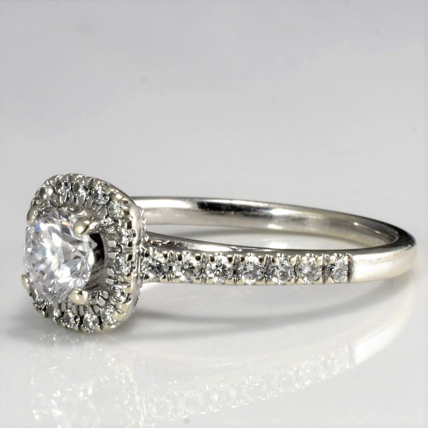 Halo Diamond Engagement Ring | 0.78 ctw | I1, F | SZ 6.25 |