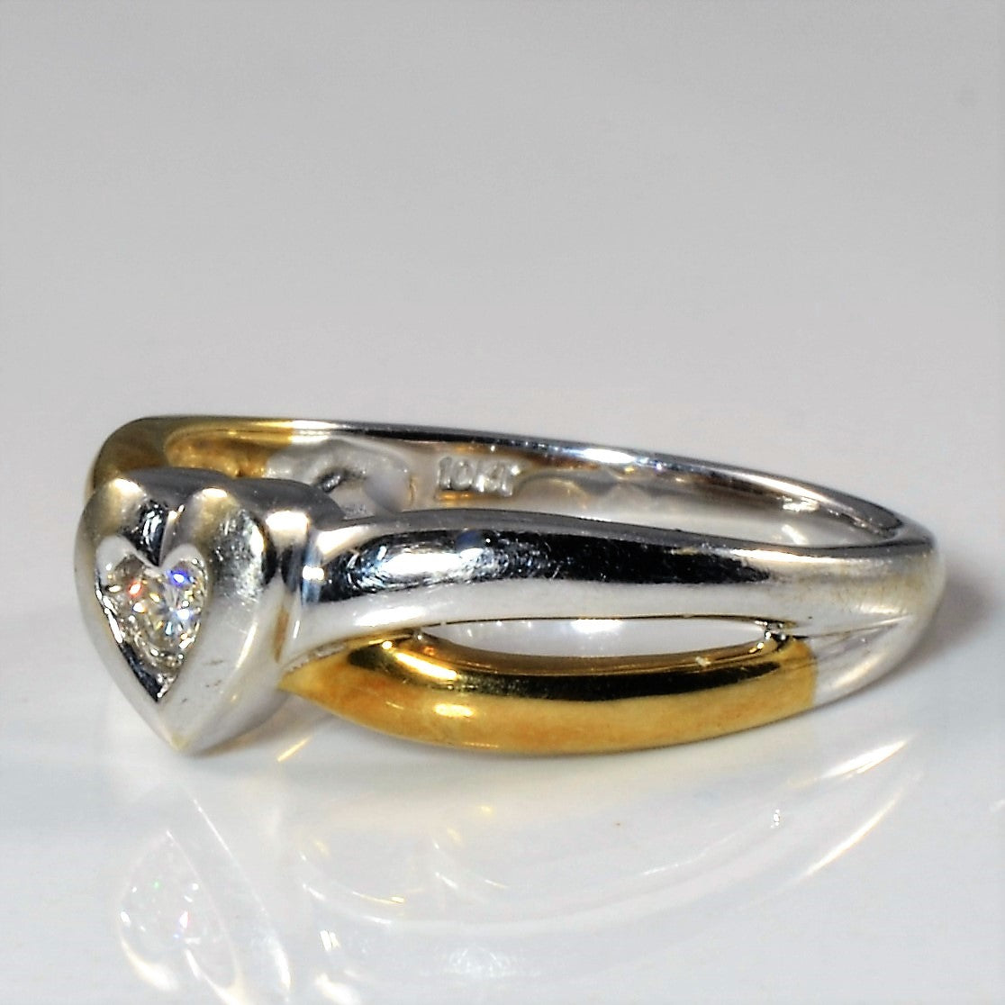 Two Tone Diamond Heart Promise Ring | 0.07ct | SZ 6.5 |