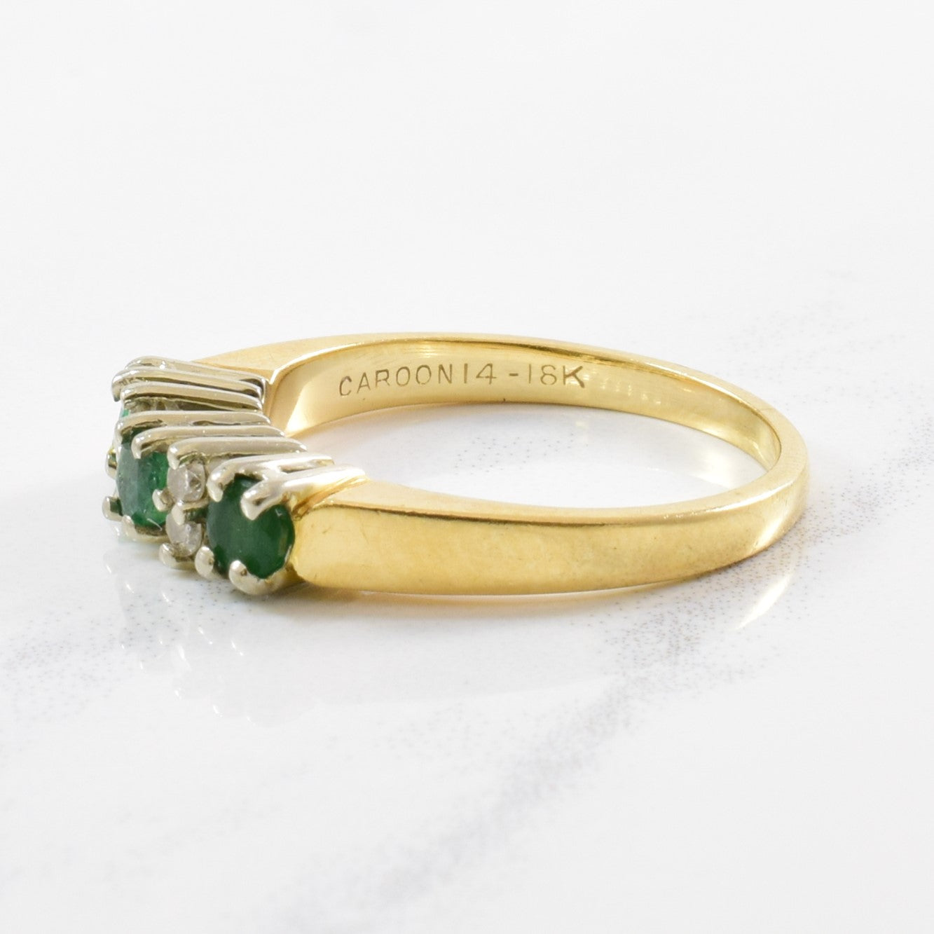 Alternating Emerald & Diamond Ring | 0.06ctw, 0.25ctw | SZ 5.75 |