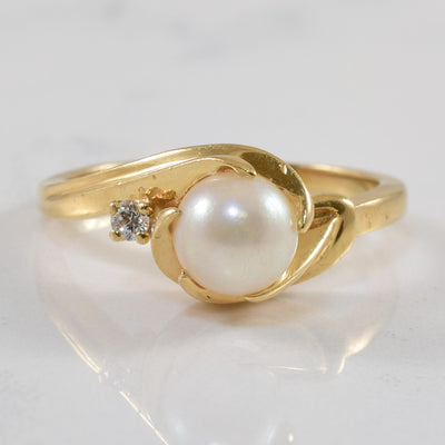 Pearl & Diamond Bypass Ring | 1.75ct, 0.03ct | SZ 7.25 |
