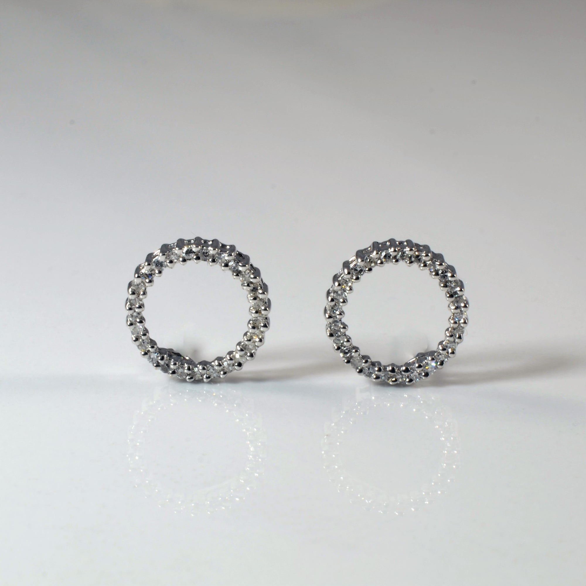 Pave Diamond Circle Stud Earrings | 0.25ctw |