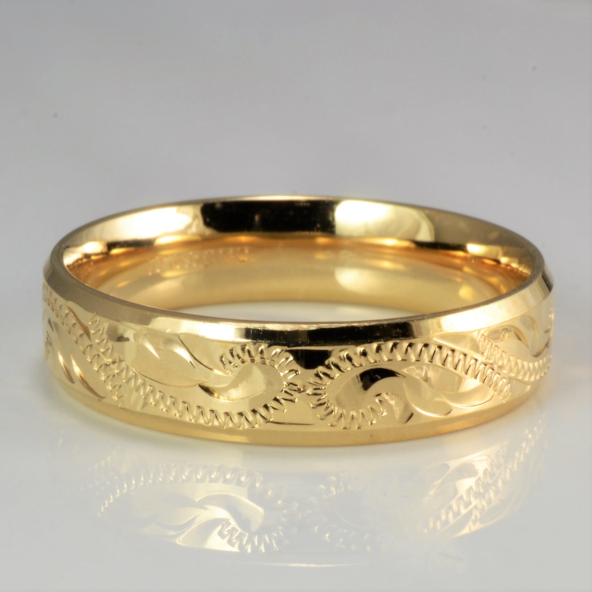Engraved Gold Wedding Band | SZ 12.5 |