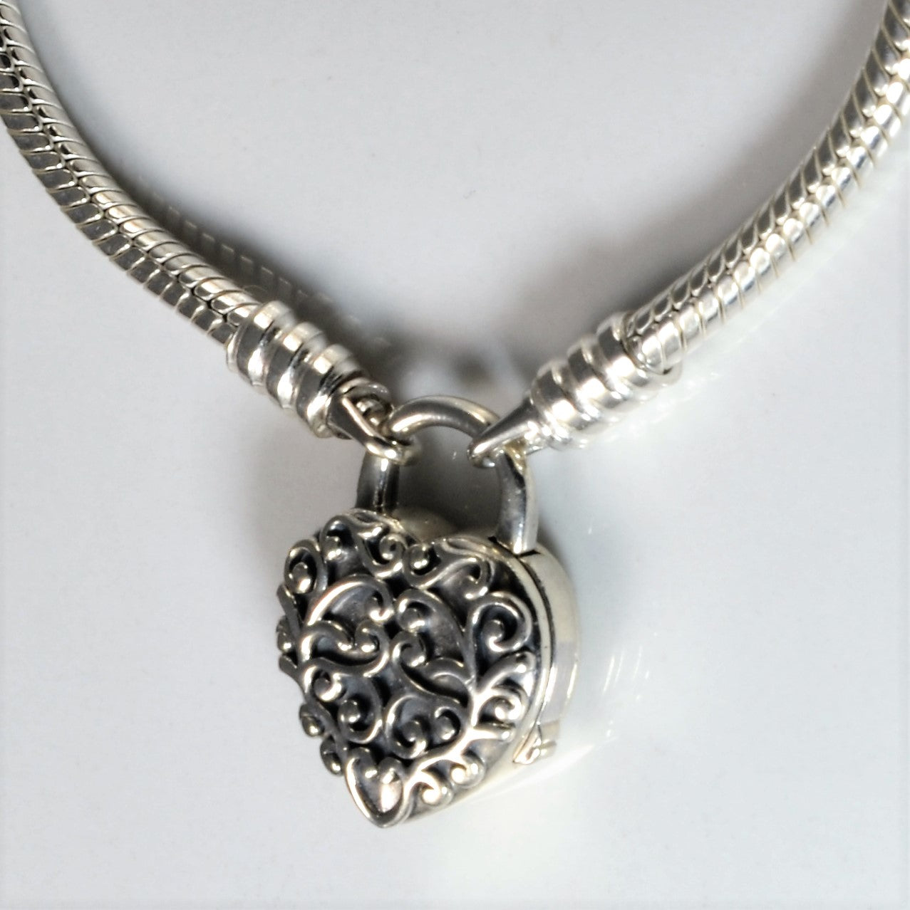 'Pandora' Regal Heart Padlock Clasp Bracelet | 6.5