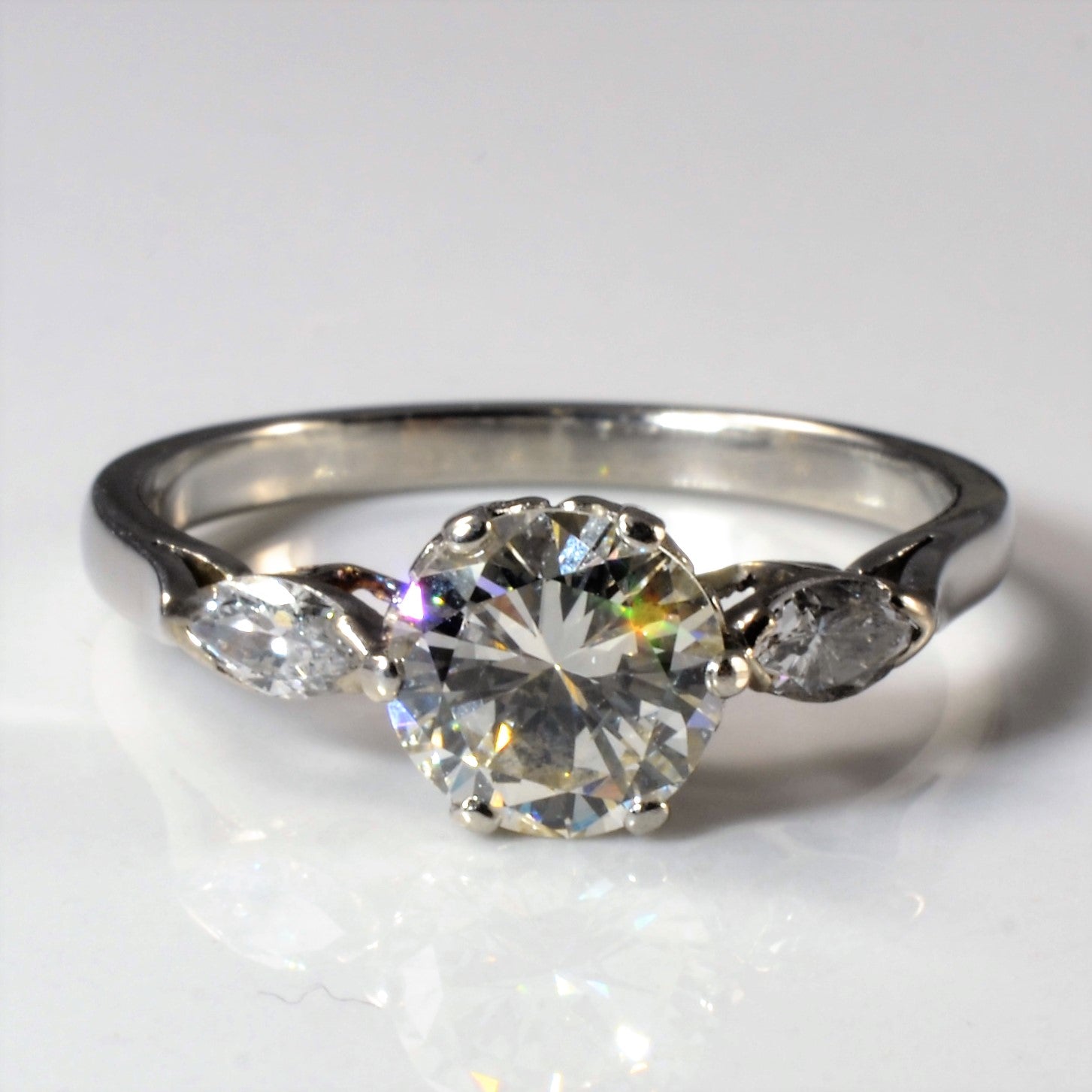 Art Deco Marquise Side Stone Engagement Ring | 1.42ctw | SZ 6.75 |