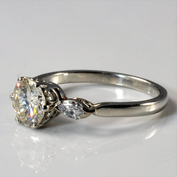 Art Deco Marquise Side Stone Engagement Ring | 1.42ctw | SZ 6.75 |