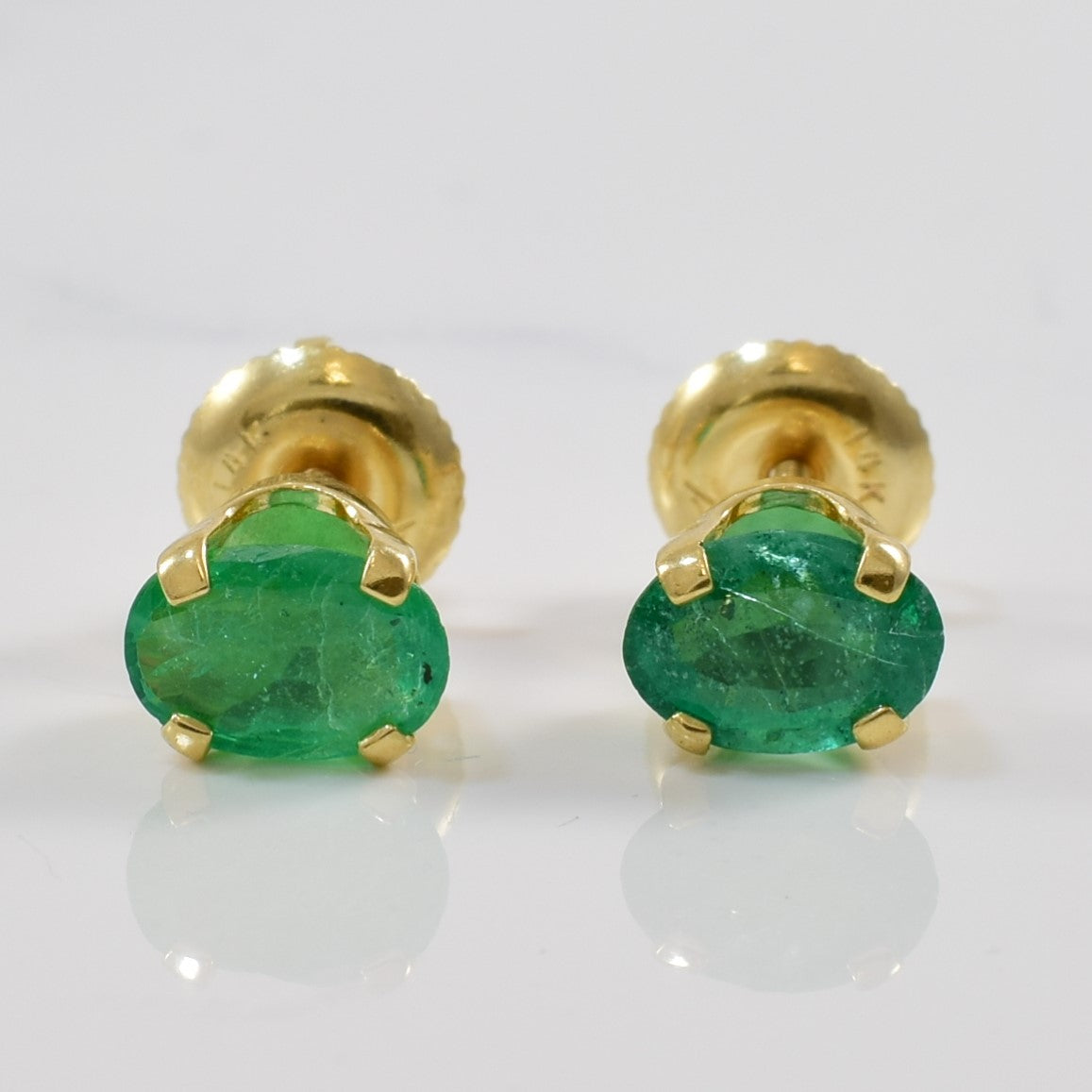 Oval Emerald Stud Earrings | 1.20ctw |