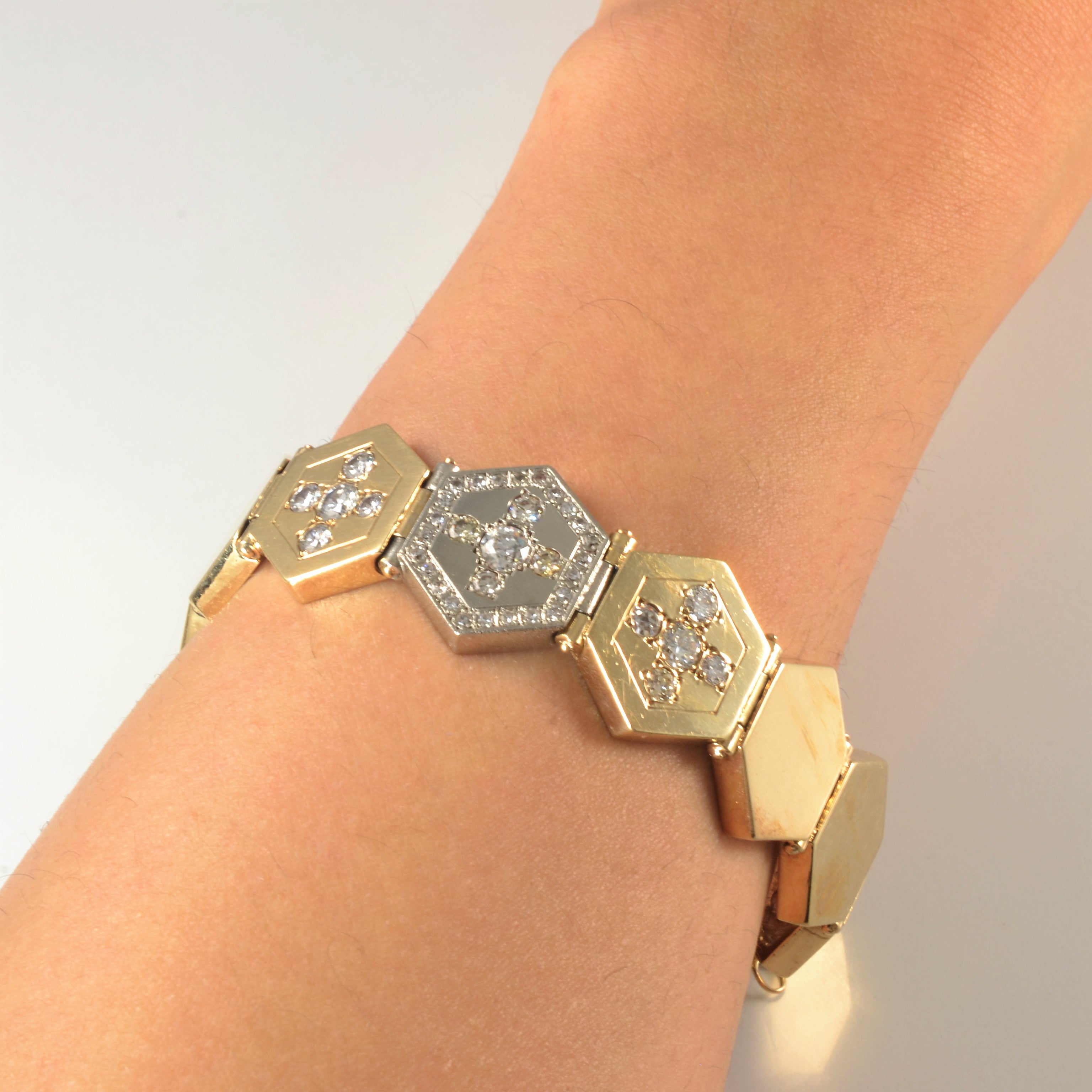 Heavy Diamond Honeycomb Bracelet | 1.26ctw | 8" |