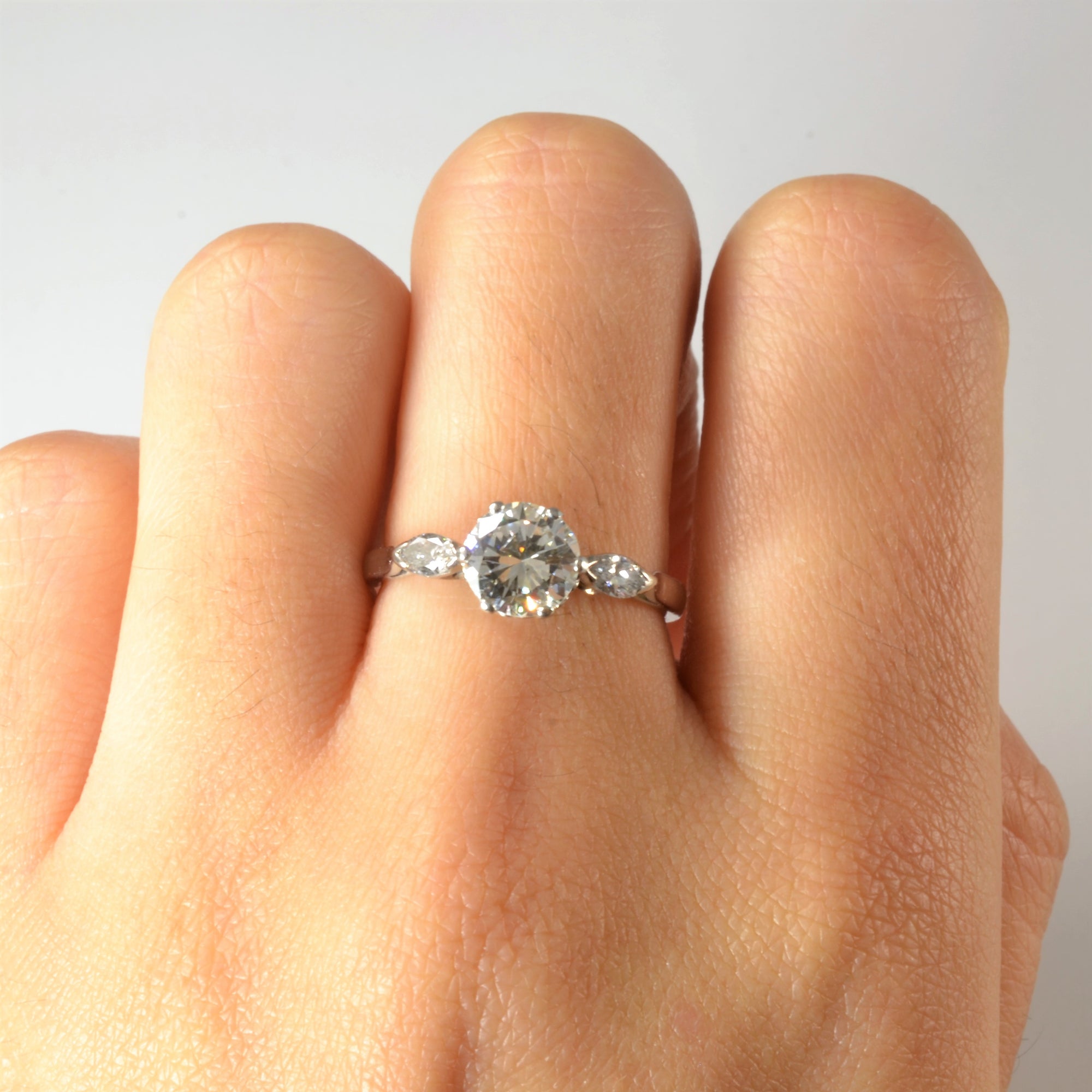 Art Deco Marquise Side Stone Engagement Ring | 1.42ctw | SZ 6.75 |