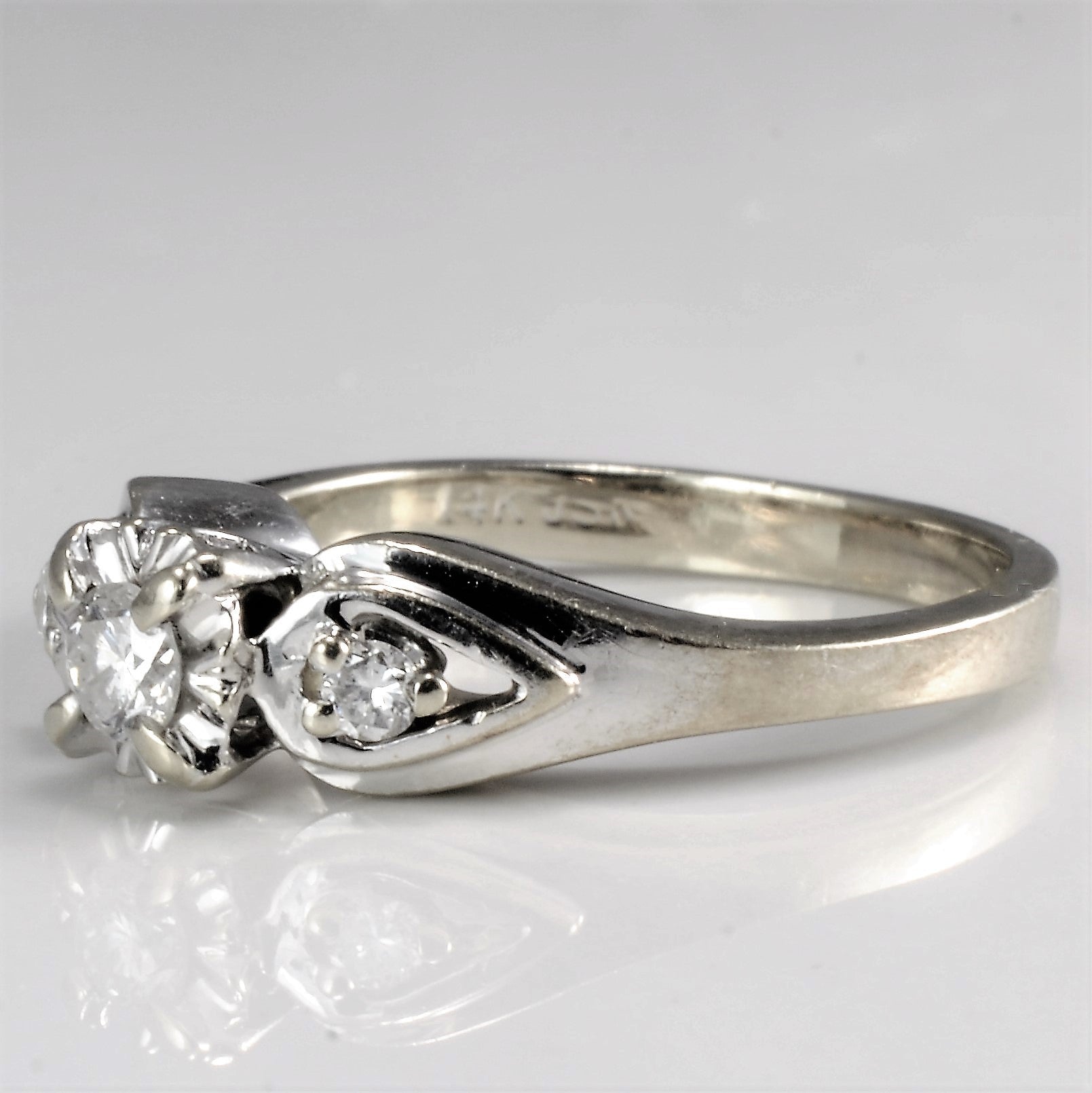 High Set Three Stone Diamond Ring | 0.18 ctw, SZ 5 |