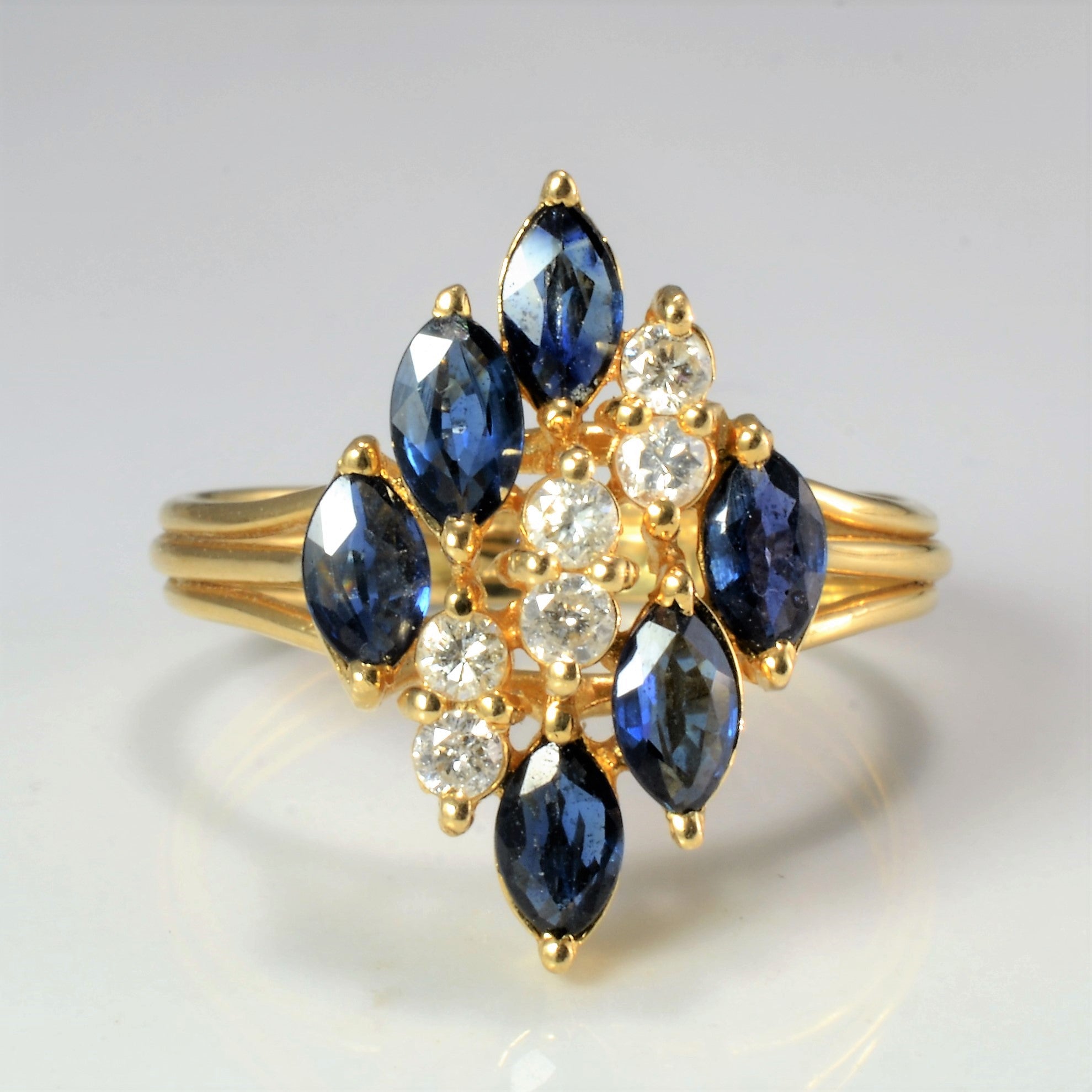 High set Sapphire & Diamond Ladies Ring | 0.24 ctw, SZ 7.5 |