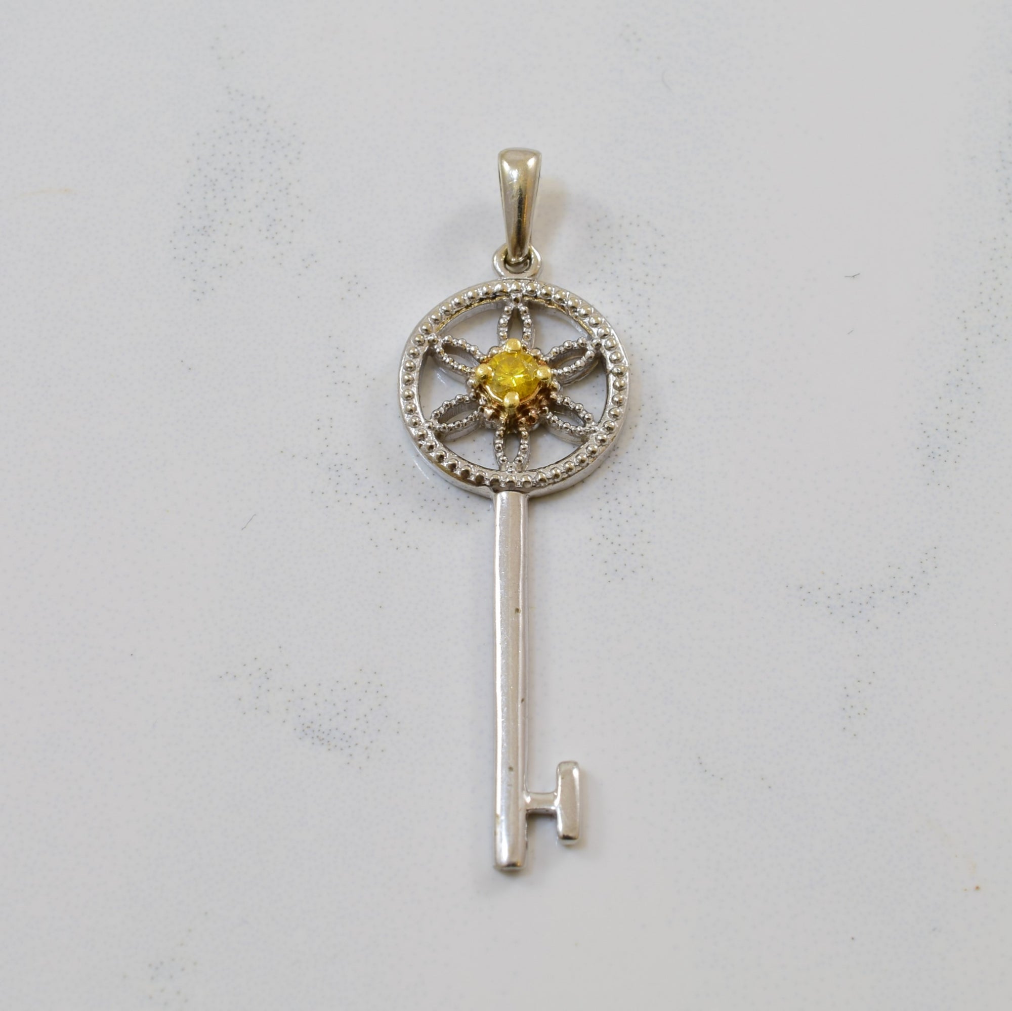Fancy Yellow Diamond Key Pendant | 0.06ct |