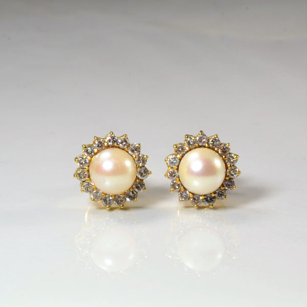 Pearl & Diamond Earrings | 0.50ctw |
