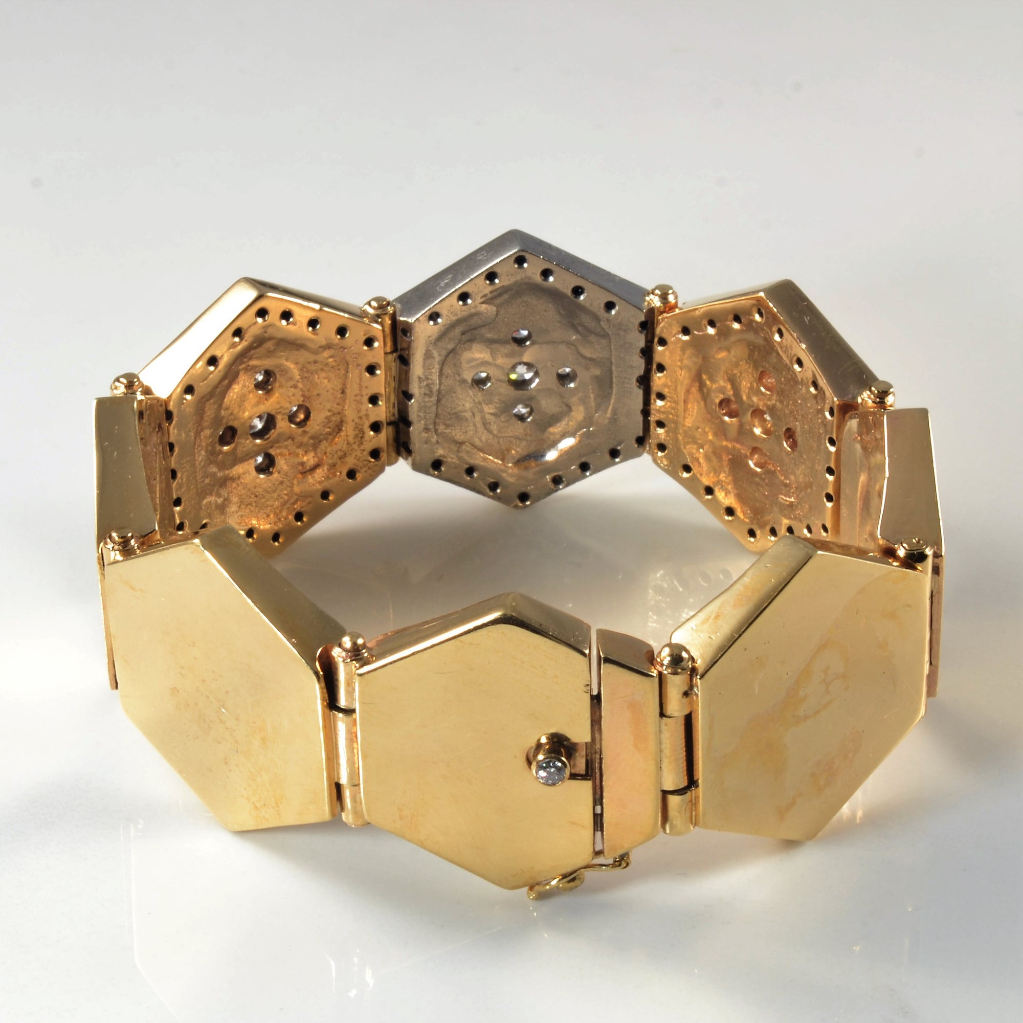 Two Tone Solid Honeycomb Bracelet | 3.42ctw | 8