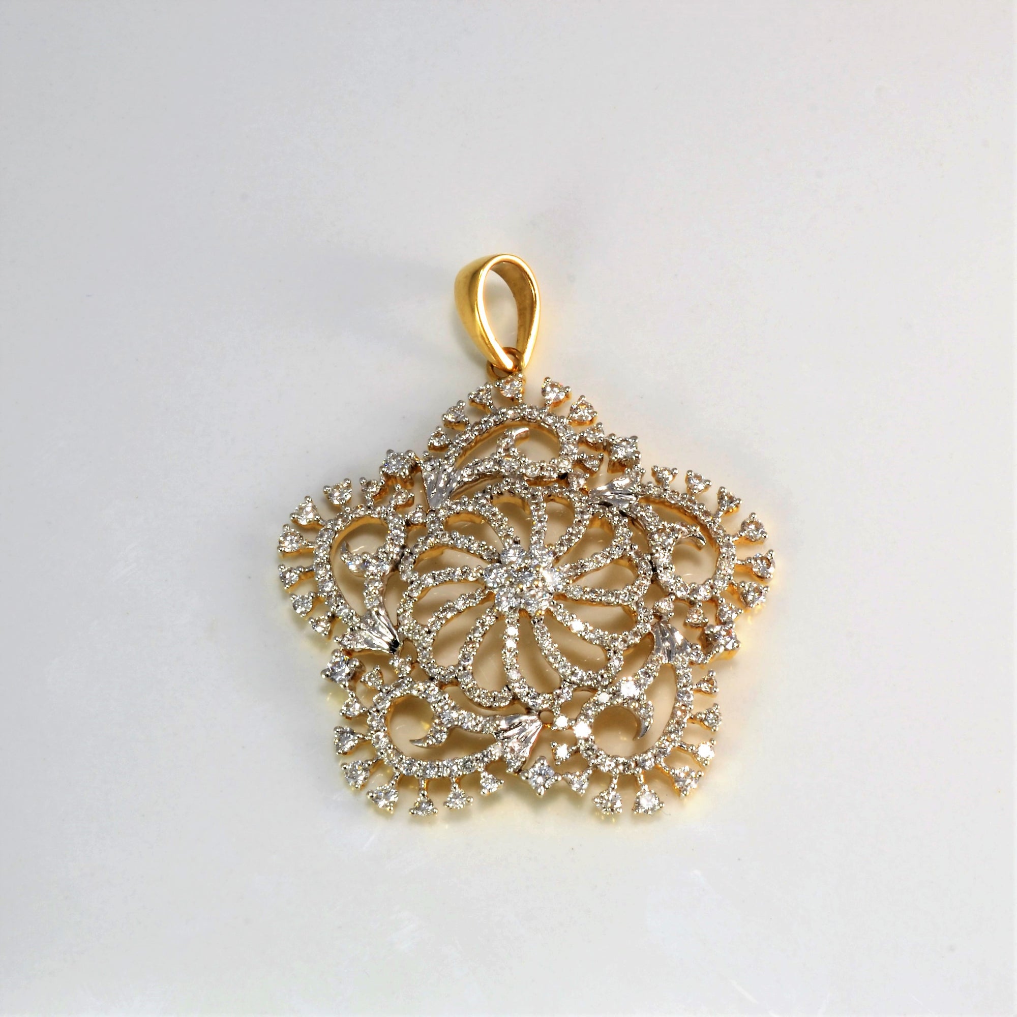 Filigree Floral Design Diamond Pendant | 2.06 ctw |