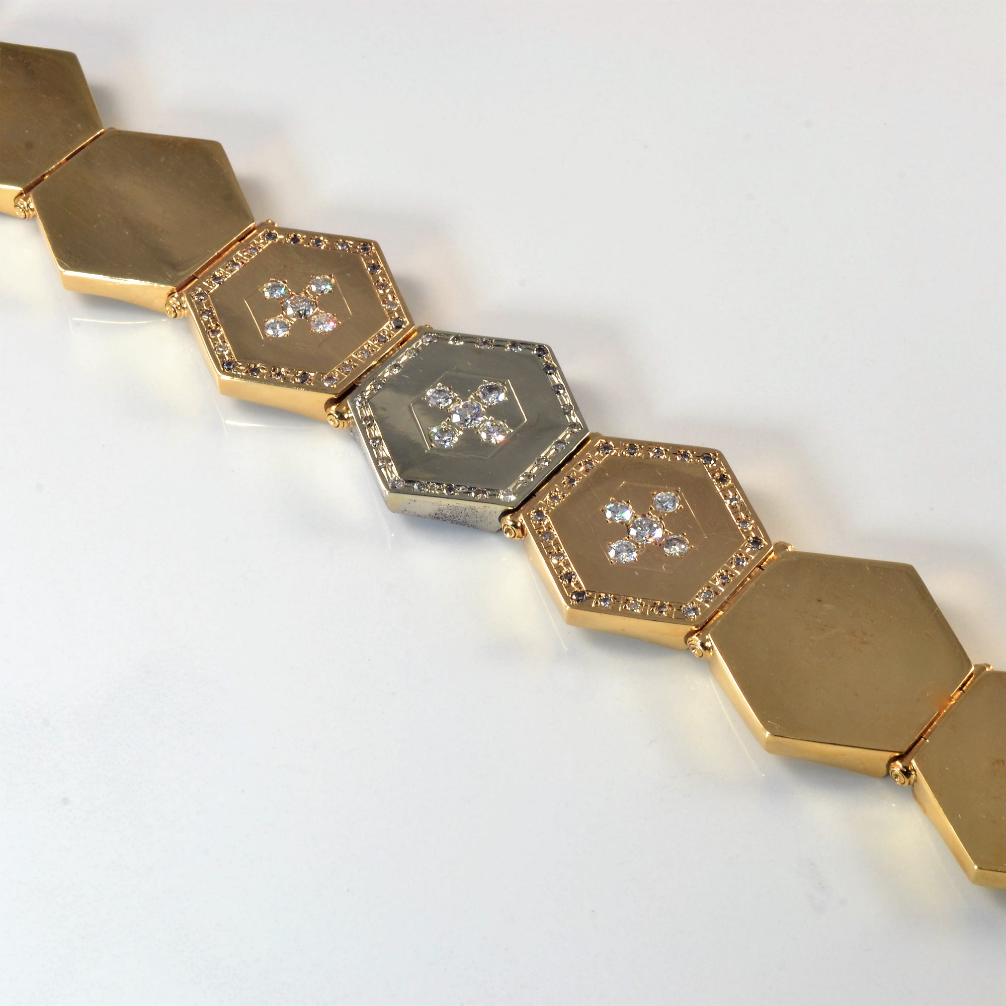 Two Tone Solid Honeycomb Bracelet | 3.42ctw | 8
