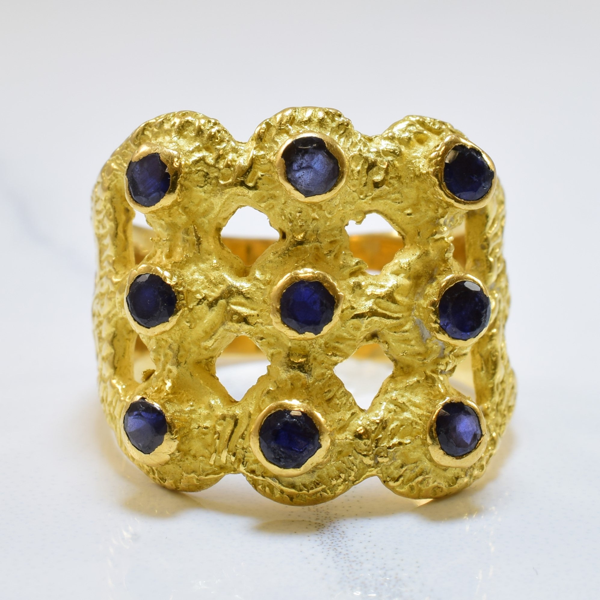 Open Work Blue Sapphire Ring | 1.00ctw | SZ 8.25 |