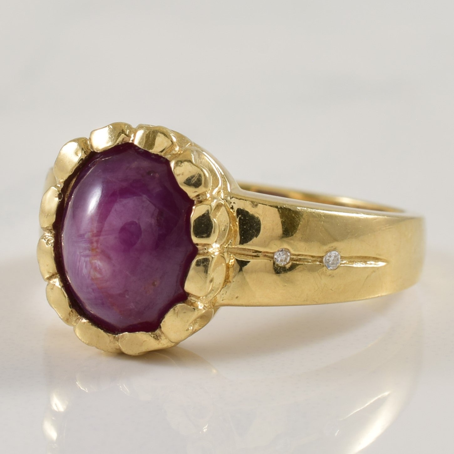 Bezel Set Star Ruby & Diamond Ring | 4.75ct, 0.02ctw | SZ 7 |