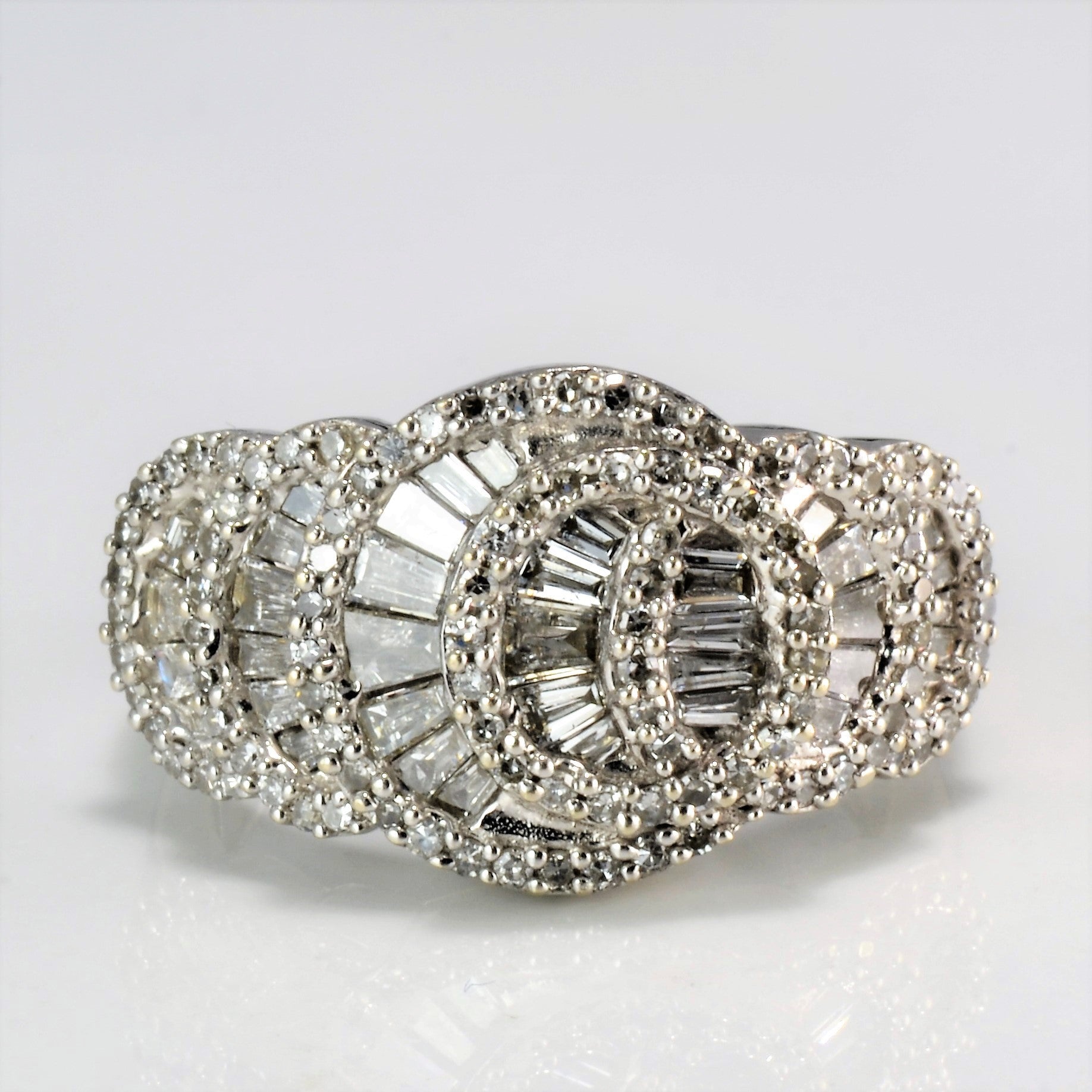 Geometric Multi- Diamond Cluster Ladies Ring | 1.16 ctw, SZ 7 |
