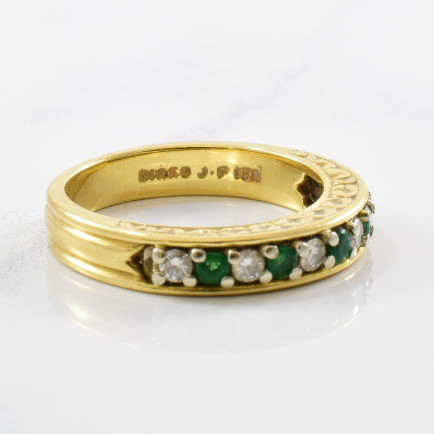 'Birks' Diamond & Emerald Band | 0.21ctw, 0.15ctw | SZ 4.75 |