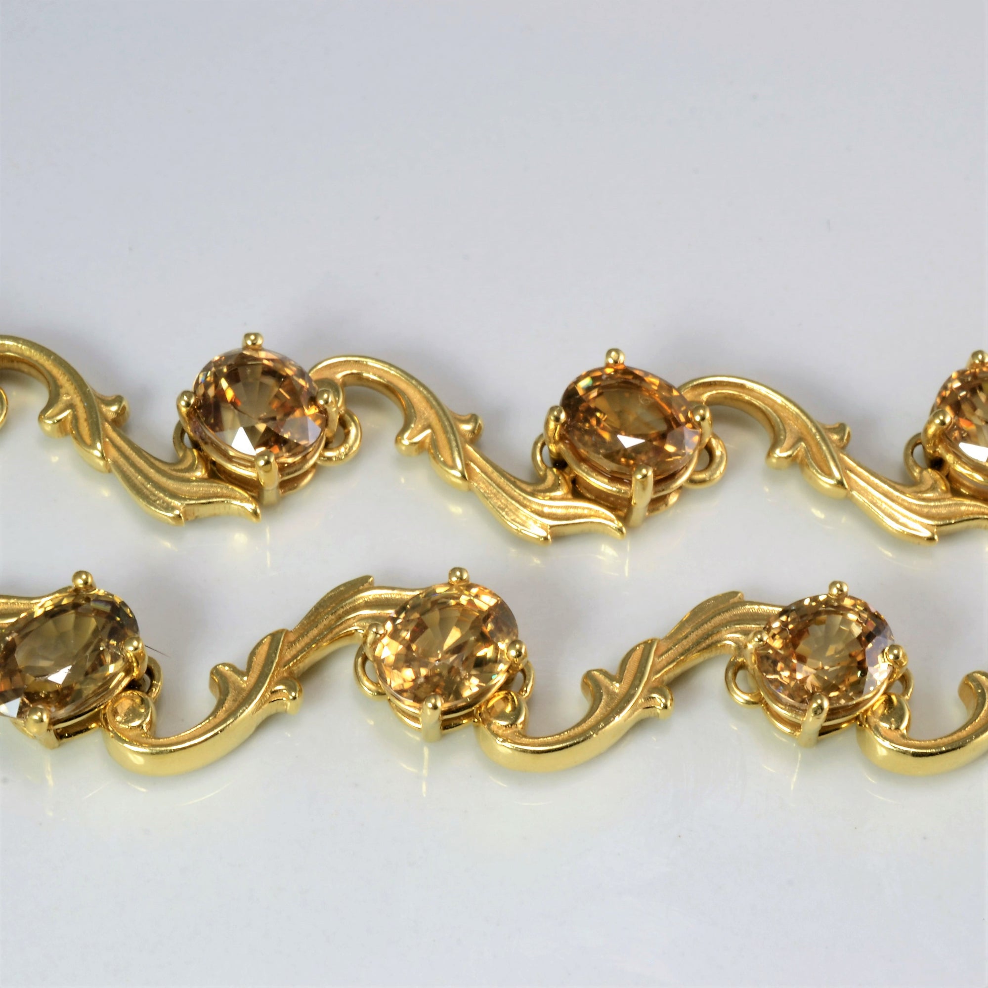 Designer Honey Zircon Gold Necklace | 18'' 50 ctw |