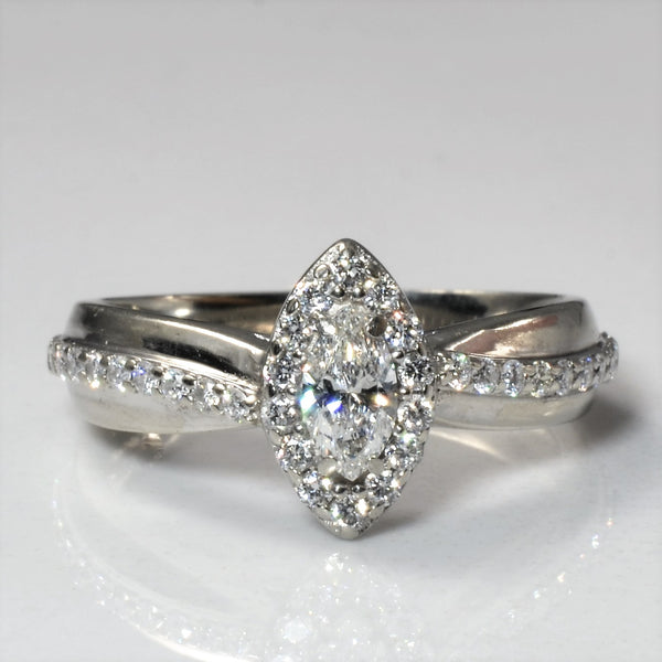 Bypass Marquise Halo Engagement Ring | 0.57ctw | SZ 6.25 |
