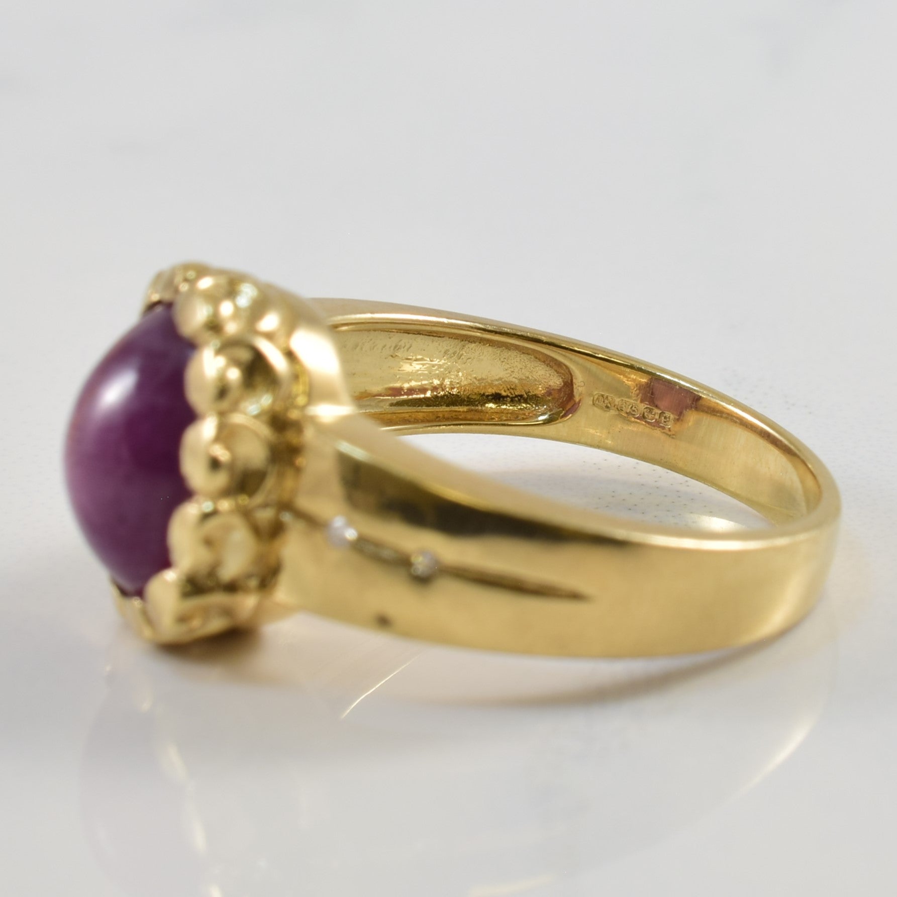 Bezel Set Star Ruby & Diamond Ring | 4.75ct, 0.02ctw | SZ 7 |