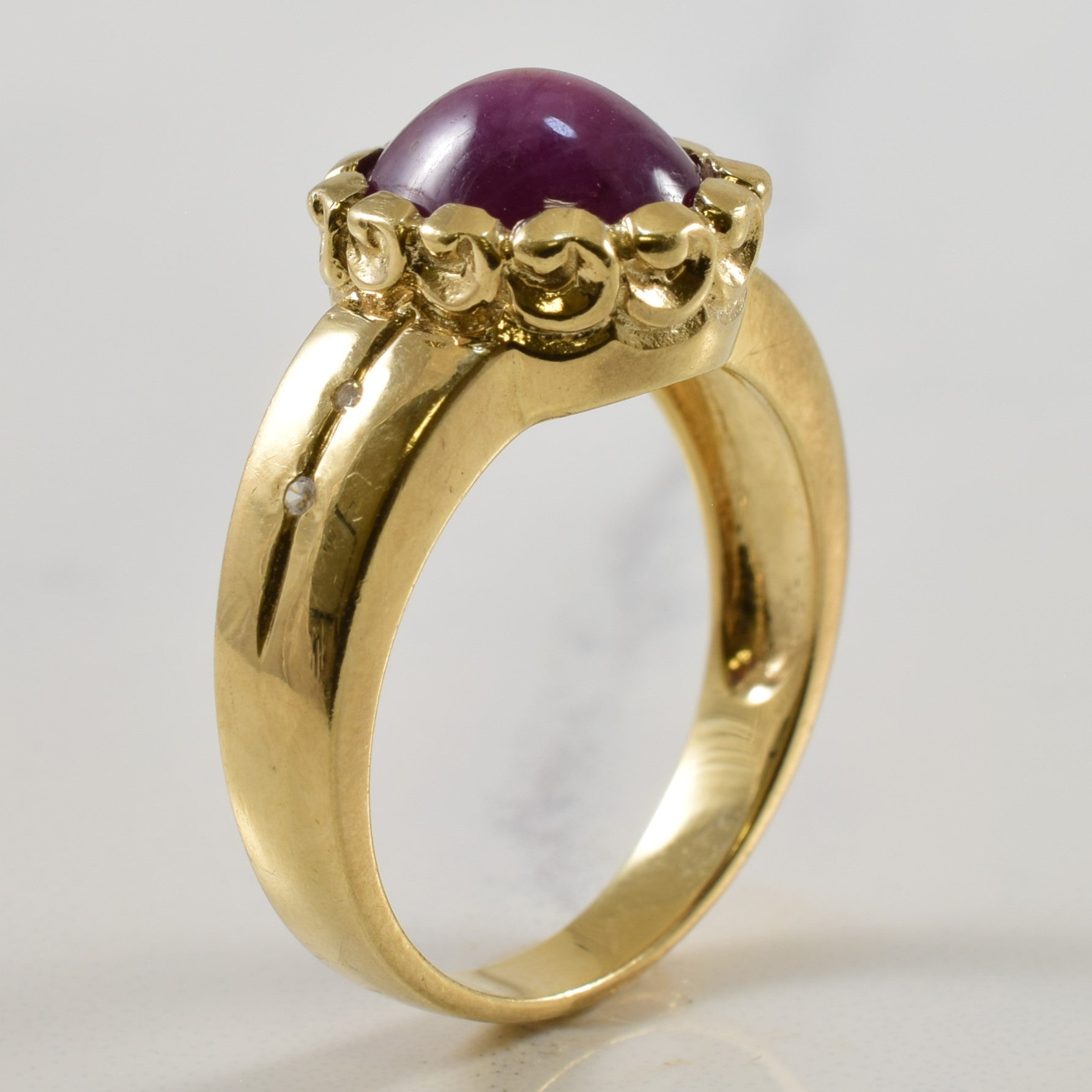 Bezel Set Star Ruby & Diamond Ring | 4.75ct, 0.02ctw | SZ 7 |