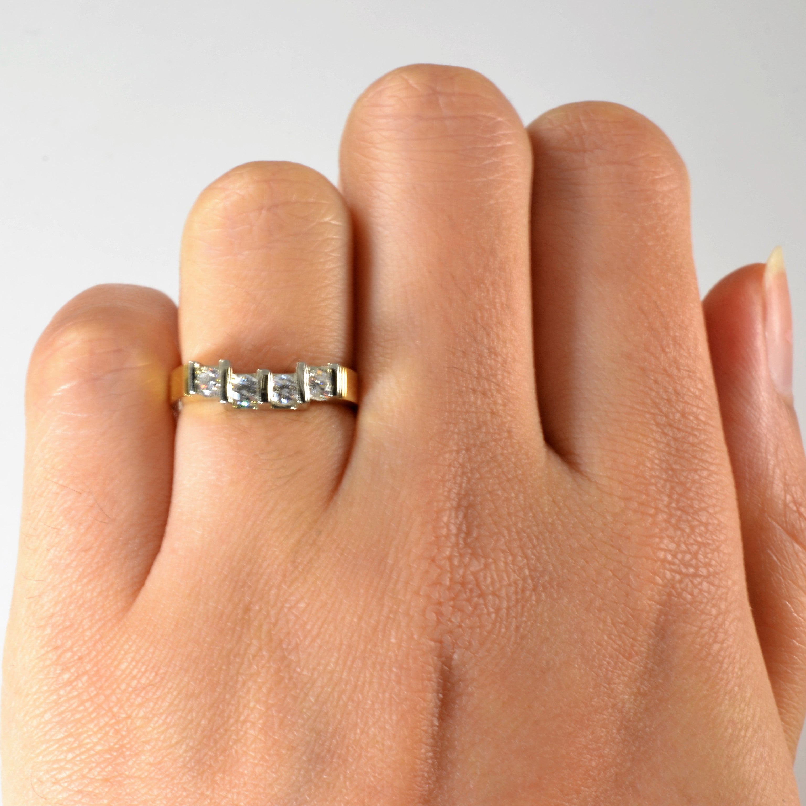 European Shank Four Stone Contour Band | 0.28ctw | SZ 4 |