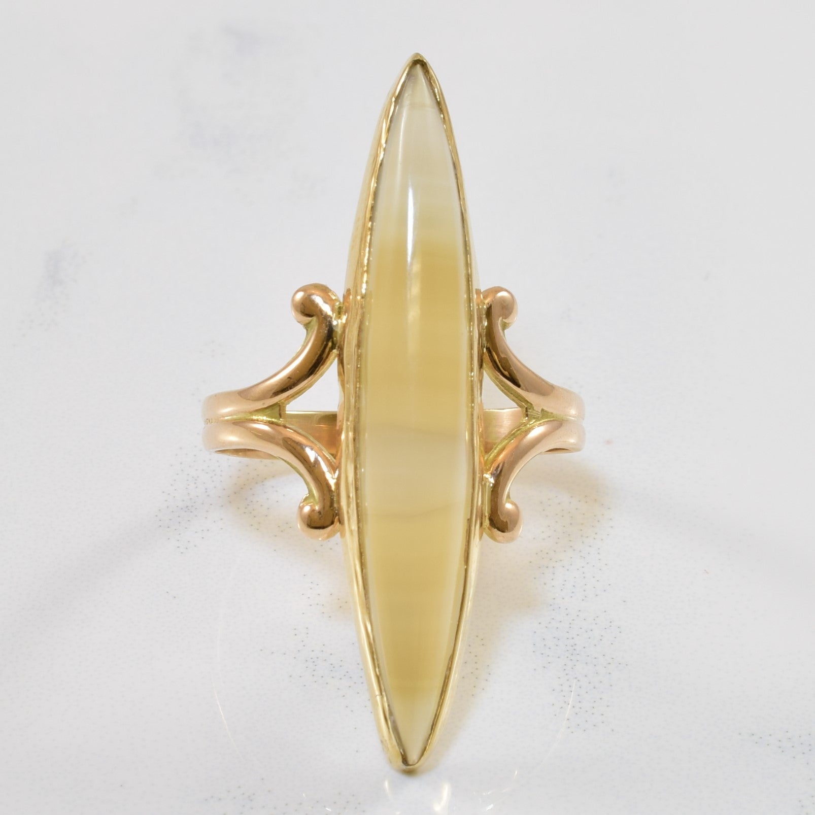 Marquise Chalcedony Navette Ring | 4.00ct | SZ 8.25 |